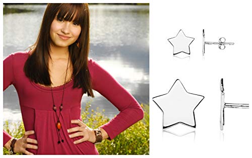 Pendientes Plata de ley 925 estrella y Gargantilla Plata Mujer con chapitas con forma de estrellitas colgando.