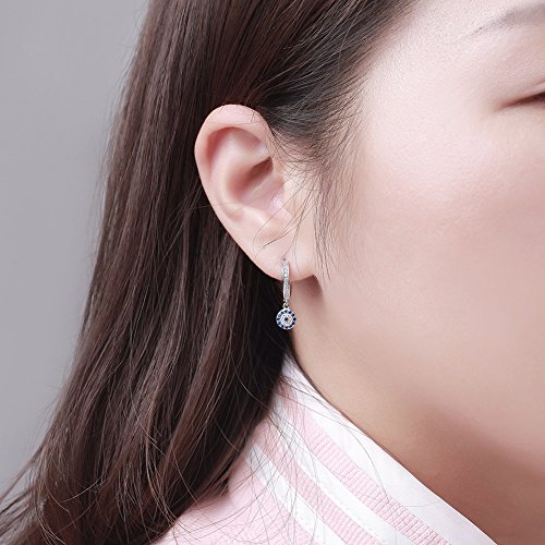 Pendientes redondos de aro para el mal de ojo, de plata de ley 925, con circonita cúbica para mujer