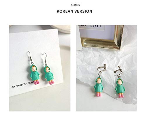 Pendientes Sra. Resina Verde Salvaje Personalidad Tendencia Dibujos Animados Niña Pendientes En Gabardina - Clip De Oreja