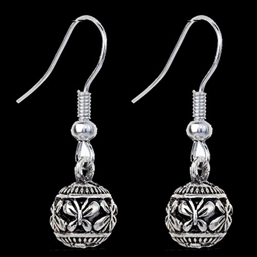 Pendientes Yazilind largos, de gancho, bañados en plata, diseño tibetano con mariposas, para mujer