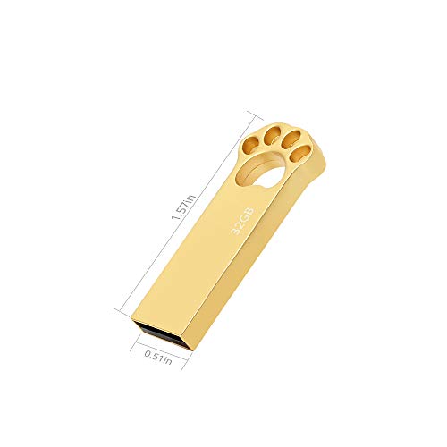 Pendrive 32GB, Metal Memoria USB 32 GB Mini Pen Drive USB 2.0 Memoria Flash 32GB para Computadoras, Tabletas Almacenamiento de Datos Externo (Oro)