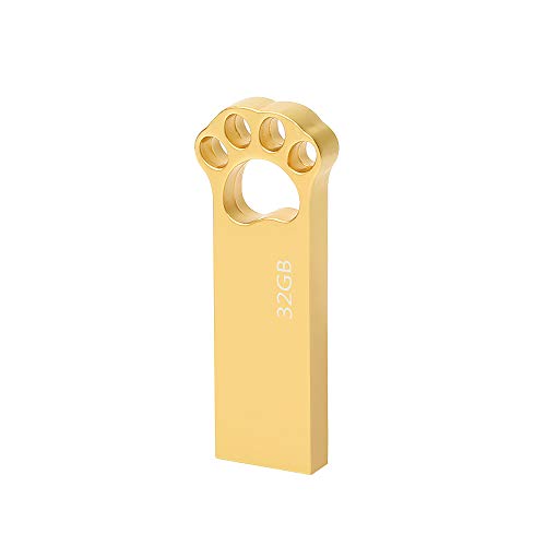 Pendrive 32GB, Metal Memoria USB 32 GB Mini Pen Drive USB 2.0 Memoria Flash 32GB para Computadoras, Tabletas Almacenamiento de Datos Externo (Oro)