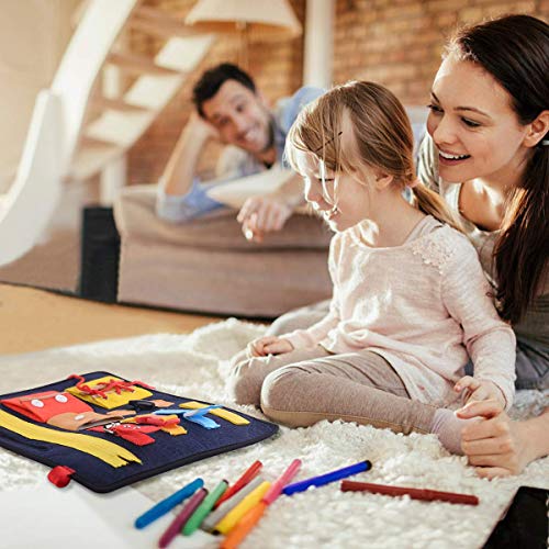 penobon Tablero de Actividades de Habilidades Básicas Montessori para Habilidades Motoras Finas y Aprender a Vestirse - Juguetes Educativos de Aprendizaje para Niños Pequeños de 1 2 3 4 Años