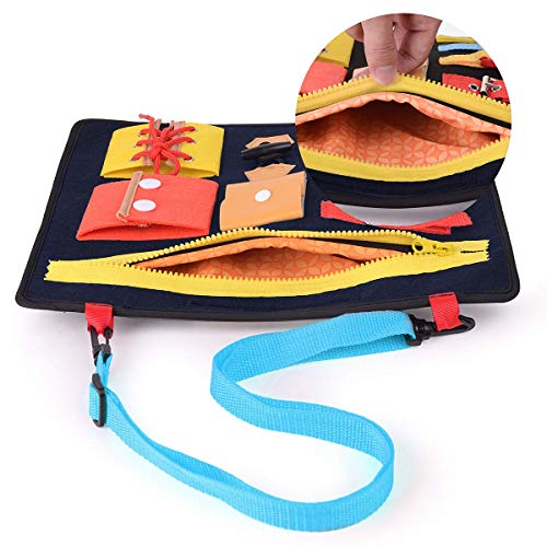 penobon Tablero de Actividades de Habilidades Básicas Montessori para Habilidades Motoras Finas y Aprender a Vestirse - Juguetes Educativos de Aprendizaje para Niños Pequeños de 1 2 3 4 Años