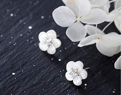 Pentagrama Entre Pétalos Blancos, Aretes Para Damas, Plata De Ley 925, Joyería Para Damas, Estilo Delicado Y Encantador