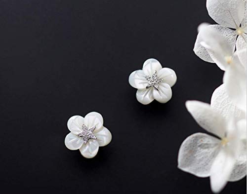 Pentagrama Entre Pétalos Blancos, Aretes Para Damas, Plata De Ley 925, Joyería Para Damas, Estilo Delicado Y Encantador