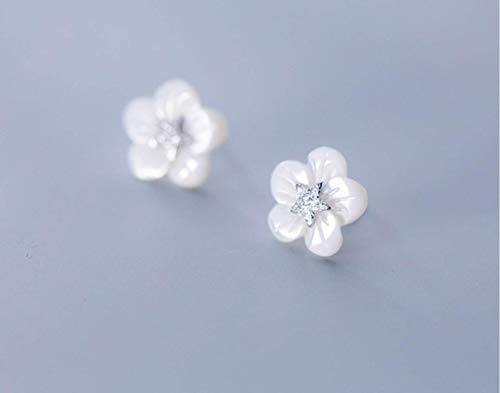 Pentagrama Entre Pétalos Blancos, Aretes Para Damas, Plata De Ley 925, Joyería Para Damas, Estilo Delicado Y Encantador