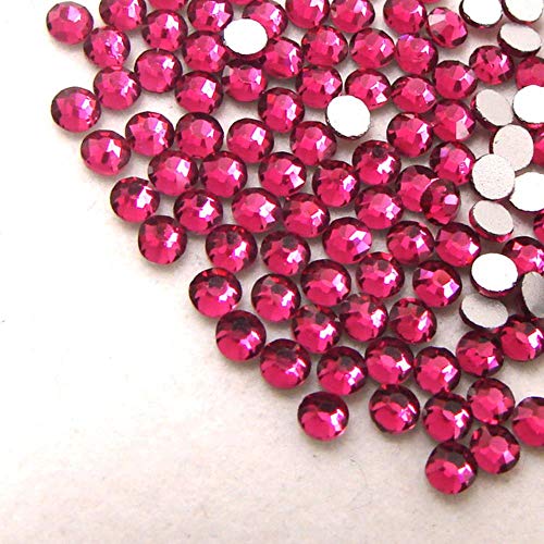 PENVEAT 15 Colores 144-1440Pcs SS3-SS34 Diamantes de imitación de Brillo de Alta Gama para uñas No Hot Fix Cosa en pedrería Accesorios de Vestir, Fucsia, SS5 1440pcs