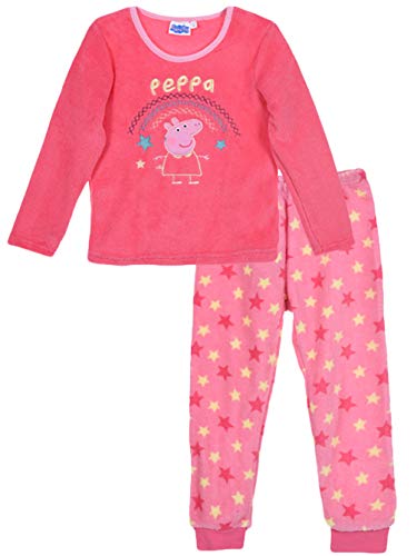 Peppa Pig - Pijama de manga larga para niña (forro polar), diseño de estrellas Rosa rosa 6 años