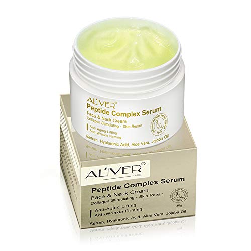 Peptide Complex Suero para el cuello de la cara, ácido hialurónico, aloe vera, aceite de jojoba anti envejecimiento anti arrugas , hidrata revitaliza tu piel mientras rellena líneas finas y arrugas