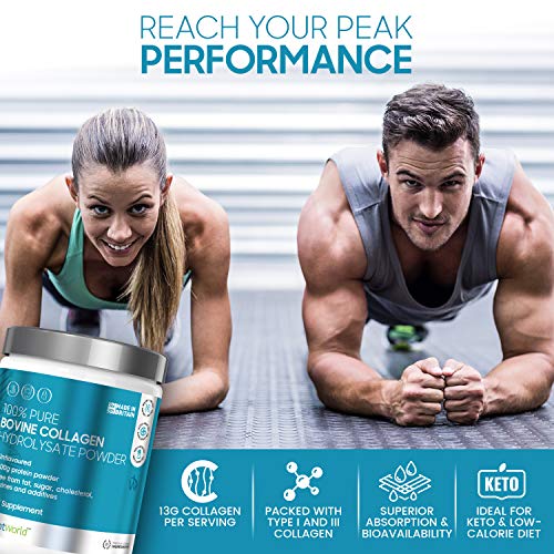 Péptidos de Colágeno Bovino Hidrolizado en Polvo 500gr Suplemento De Colágeno Puro 100% Natural Para la Piel, Cabello y Articulaciones, Aumenta la Recuperación Muscular, Colágeno tipo 1 y 3