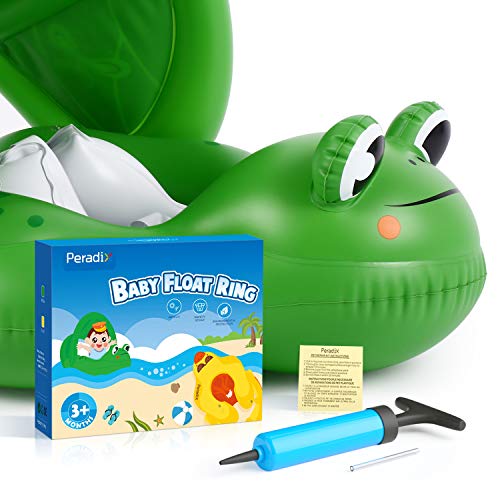 Peradix Flotador de Natación para Bebé.Flotadores para bebés con Bomba Manual,Flotador Cuello Bebe Ajustable Inflable Doble Airbag Flotador de Natación Piscina Nadar Anillo para Niños (Verde)