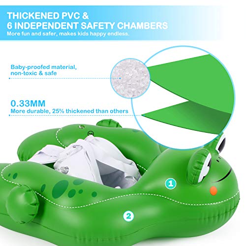 Peradix Flotador de Natación para Bebé.Flotadores para bebés con Bomba Manual,Flotador Cuello Bebe Ajustable Inflable Doble Airbag Flotador de Natación Piscina Nadar Anillo para Niños (Verde)