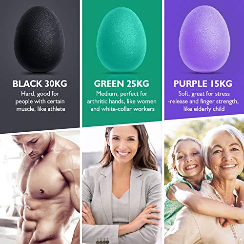 Peradix Pelotas Antiestrés Bolas,3 Piezas Pelotas en Forma de Huevo Fortalecedor de Agarre de Mano Entrenador de Dedos para Ejercicios y Rehabilitación Fortalecimiento de Manos y Dedos