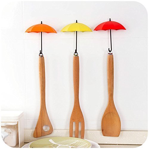 Perchero de pared autoadhesivo con diseño de paraguas coloridos, de Tangmi, para llaves, decoración de pared, piezas pequeñas y joyas, Paquete de 6