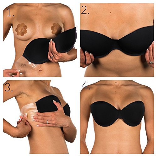 Perfection Secret - Sujetador con alas invisibles sin tirantes invisibles, copa A a E Negro Negro ( C