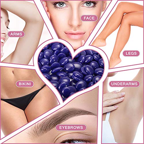 Perlas de Cera Depilatoria - DRMODE Cera para Depilar Kit de Depilación de Cabello con Aplicador de 10 Palitos de Cera, Depilatorio de Perlas Brasileñas para el Kit de Calentador de Cera - 300g