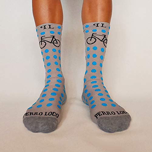 PERRO LOCO Calcetines Ciclismo Compresivos Coolmax de Colores Originales de Edición Limitada (EMBICIATE Azul, 40-42)