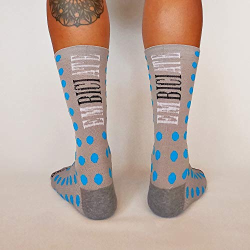 PERRO LOCO Calcetines Ciclismo Compresivos Coolmax de Colores Originales de Edición Limitada (EMBICIATE Azul, 40-42)