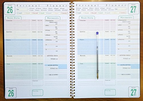Personal Planner - DIARIO de DIETA - 100 DÍAS - cuaderno con espiral A4 21x30cm