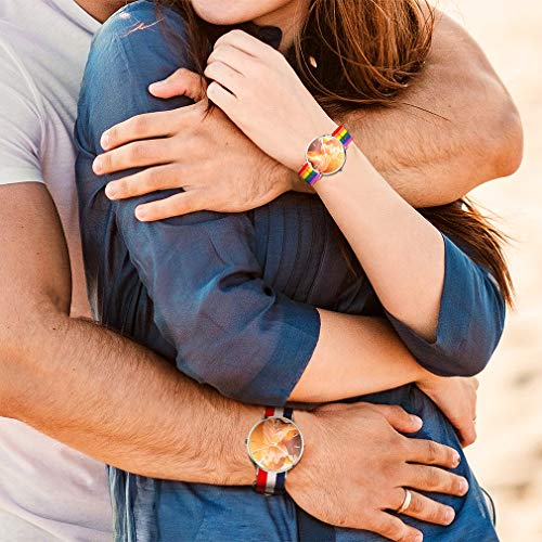 Personalizable Reloj Simple Movimiento Análogo del Cuarzo Waterproof Informal Esfera Personalizada de Imagenes Casual Clásico Mensajes Grabados Gratis en Carcasa Reloj Circular Rosado