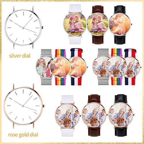 Personalizable Reloj Simple Movimiento Análogo del Cuarzo Waterproof Informal Esfera Personalizada de Imagenes Casual Clásico Mensajes Grabados Gratis en Carcasa Reloj Circular Rosado
