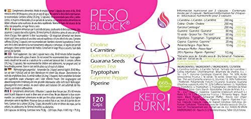 PESO BLOCK KETO BURN 120 CÁPSULAS | quema grasas potente & detox adelgazante | supresor de apetito para perder peso rápidamente | pastillas adelgazar keto actives