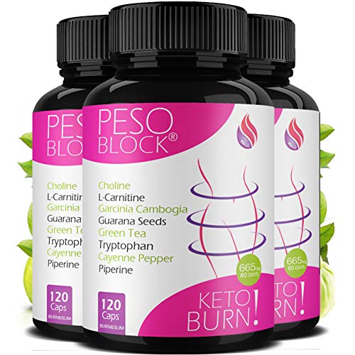PESO BLOCK KETO BURN 120 CÁPSULAS | quema grasas potente & detox adelgazante | supresor de apetito para perder peso rápidamente | pastillas adelgazar keto actives