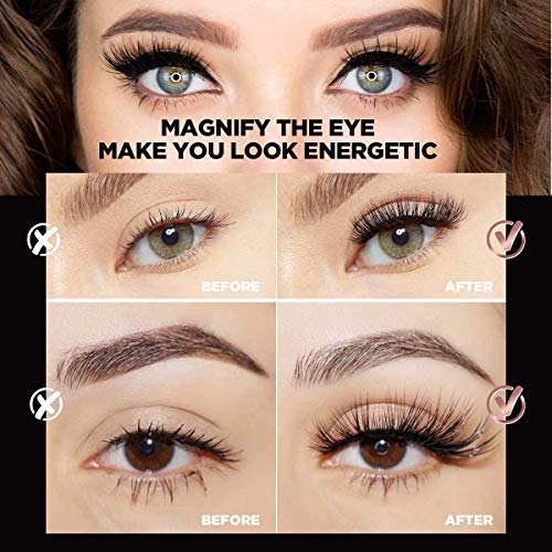 Pestañas Postizas,3D Pestañas Falsas Naturales Hechas a Mano Larga Gruesa Profesional Pestañas Kit Negra Visón Reutilizable Pegamento Pestañas Postizas Adecuado para banquete de boda(10 Pares)