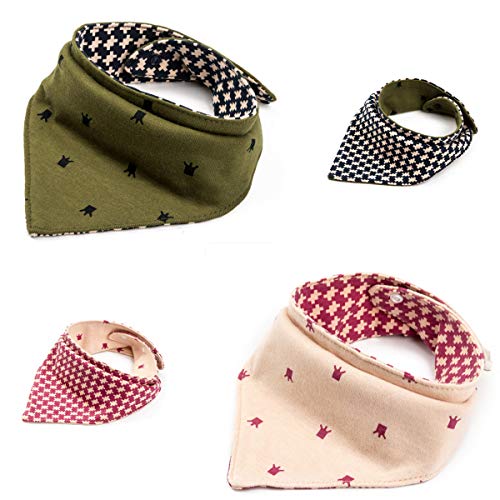 Pet Heroic 2Piezas-4Estilos Mascota Perro Gato Bandana Triangular Ajustable Reversible Pañuelo de Perro Bufanda para Mascota Perro Gato Pequeño o Mediano