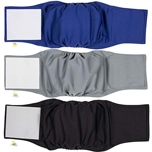PET MAGASIN Pañales para Perro Cubre Panza Lavables [Juego de 3 Piezas] Pañales Reutilizables y amigables con el Medio Ambiente (Original, S)