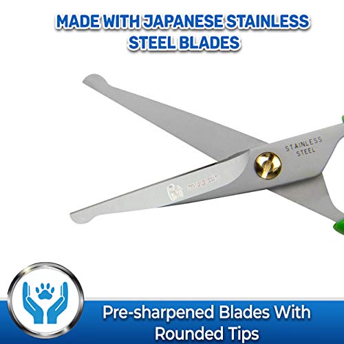 PET MAGASIN Tijeras para Perros - Tijeras de Acero Inoxidable con Hojas dentadas, afiladas y Fuertes para Pelo Largo y Corto para Perros, Gatos y Otras Mascotas… (M)