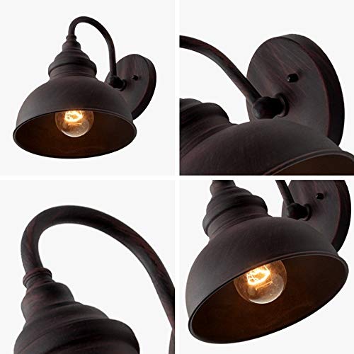 PETRLOY American Retro Industrial Lámpara de pared Exterior Impermeable Hierro Arte Porche Decoración Luz de pared Lámpara de granero Cúpula Pasillo Pasillo Exterior Aplique de pared E27 / E26 Cuello