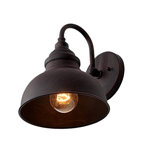 PETRLOY American Retro Industrial Lámpara de pared Exterior Impermeable Hierro Arte Porche Decoración Luz de pared Lámpara de granero Cúpula Pasillo Pasillo Exterior Aplique de pared E27 / E26 Cuello