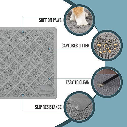 PetTech Jumbo Estera de Arena para Gato, 89 x 58 cm, diseño de Moda, Libre de ftalatos, Captura y atrapa la Arena, Antideslizante, Suave en Las Patas, Comodidad Premium para tu Amigo Peludo …