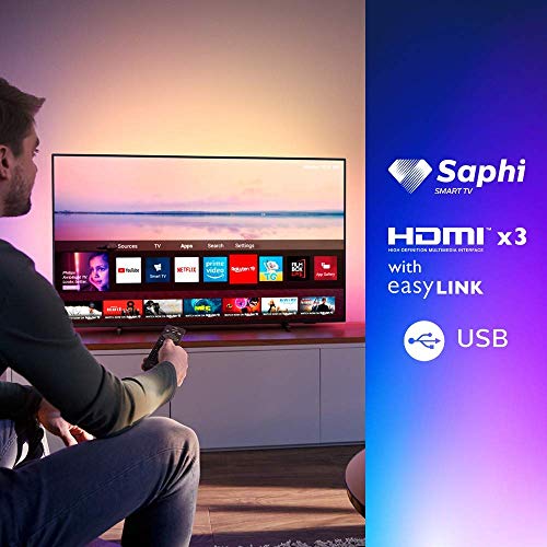 Philips 50PUS6704/12 - Televisor Smart TV LED 4K UHD, 50 pulgadas, Ambilight 3 lados, HDR 10+, Dolby Vision, Dolby Atmos, color negro