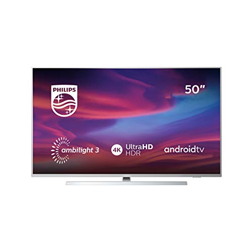 Philips Ambilight 50PUS7354 - Televisor Smart TV 4K UHD, 50 pulgadas, HDR10+, Android TV, Google Assistant y compatible Alexa, Dolby Vision/Atmos, peana central aluminio giratoria, color gris