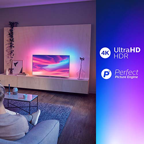Philips Ambilight 50PUS7354 - Televisor Smart TV 4K UHD, 50 pulgadas, HDR10+, Android TV, Google Assistant y compatible Alexa, Dolby Vision/Atmos, peana central aluminio giratoria, color gris