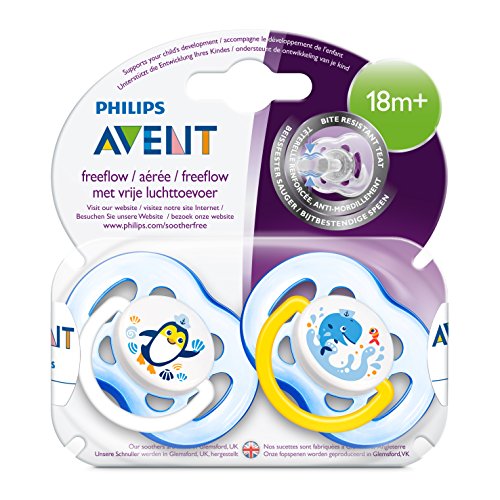 Philips Avent SCF186/24 - Pack de 2 chupetes decorados con animales para niño +18 meses, tetina extra resistente