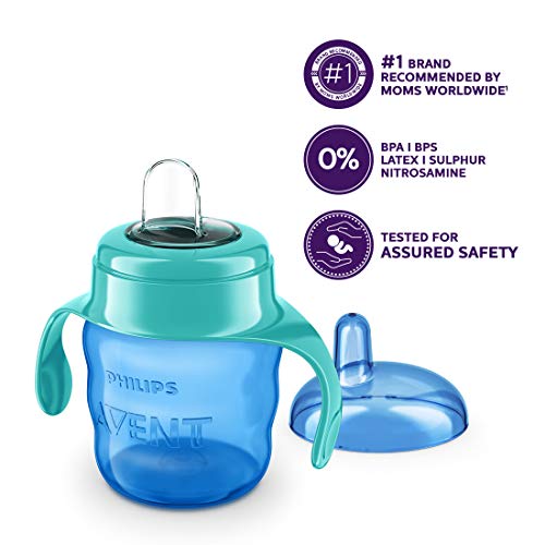 Philips Avent SCF551/05 - Vaso con boquilla de silicona para niño, válvula antigoteo, sin BPA, para 6 meses, 200 ml, color verde