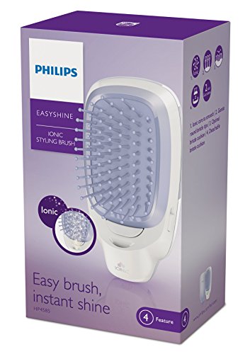 Philips EasyShine HP4585/00 Utensilio de peinado Cepillo alisador Violeta, Blanco - Moldeador de pelo (Cepillo alisador, Violeta, Blanco, AAA, 65 mm, 120 mm, 40 mm)