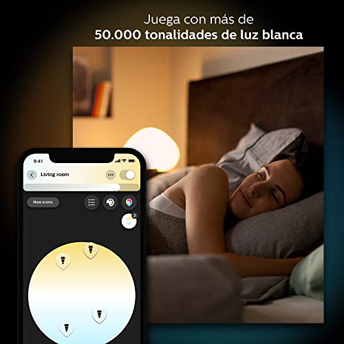 Philips Hue Bombilla Inteligente LED GU10, 5.5W, Luz Blanca de Cálida a Fría, Compatible con Alexa y Google Home
