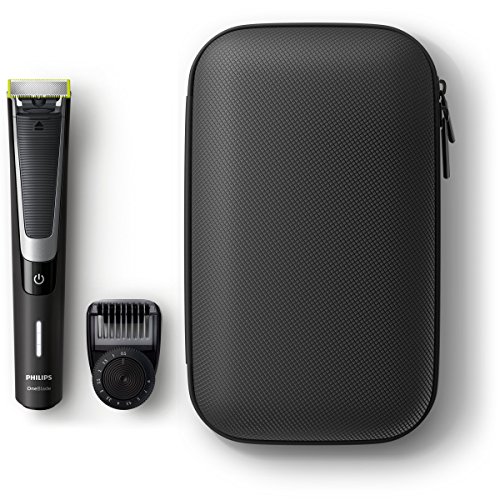 Philips OneBlade Pro QP6510/64 - Pack de recortador de barba con peine de precisión de 12 longitudes y estuche de viaje, batería