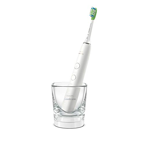 Philips Sonicare DiamondClean S9000 HX9911/03 - Cepillo de dientes eléctrico con cabezal inteligente, sensor de presión, 4 modos, 3 intensidades, vaso cargador, y estuche cargador de viaje, Blanco