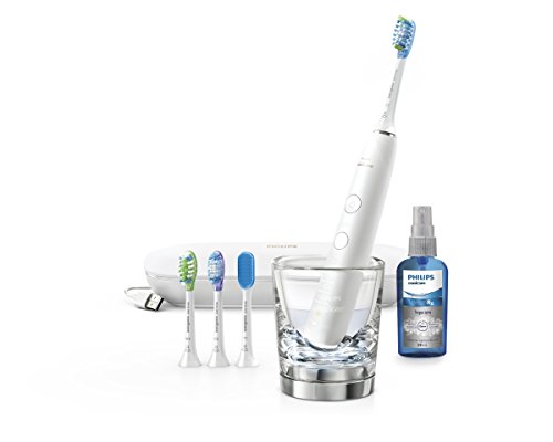 Philips Sonicare DiamondClean Smart HX9924/03 - Cepillo de dientes con App de formación personalizada, sensor de presión, 5 modos, 3 intensidades, incluye 4 cabezales y spray lingual, color blanco