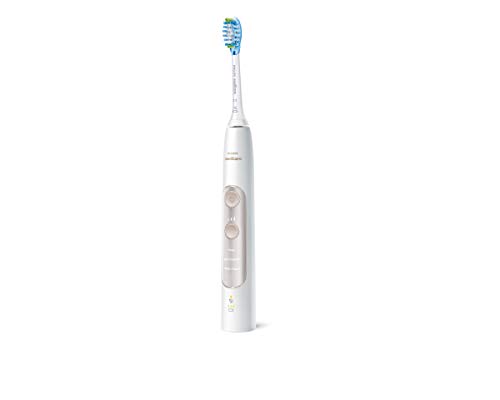 Philips Sonicare ExpertClean HX9601/03 - Cepillo de dientes eléctrico con sensor de presión, reconocimiento inteligente de cabezal, 3 modos de limpieza y estuche de viaje, color blanco/oro