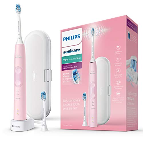 Philips Sonicare ProtectiveClean HX6856/17 - Cepillo de dientes eléctrico recargable con 2 cabezales de Cuidado de las encías, 3 modos de limpieza, 2 cabezales y estuche de viaje, cargador, rosa