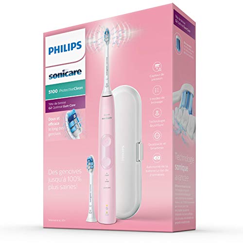 Philips Sonicare ProtectiveClean HX6856/17 - Cepillo de dientes eléctrico recargable con 2 cabezales de Cuidado de las encías, 3 modos de limpieza, 2 cabezales y estuche de viaje, cargador, rosa