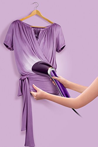 Philips Steam&Go Plancha Vertical Manual GC363/30 Cepillo Vapor de Mano de 1200 W, Elimina Arrugas, Olores y Desinfecta, Deposito de Agua Extraible, Color Morado