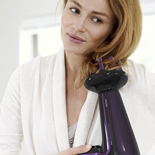 Philips Thermoprotect HP8233/00 - Secador de Pelo, Motor DC, Ionico, Boquilla 11 mm y DifUsor, 3 Velocidades, 3 Temperaturas, 2200 W, Negro y Lila